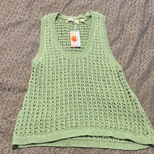 Light Green Crochet Knit Tank Top - Unbranded